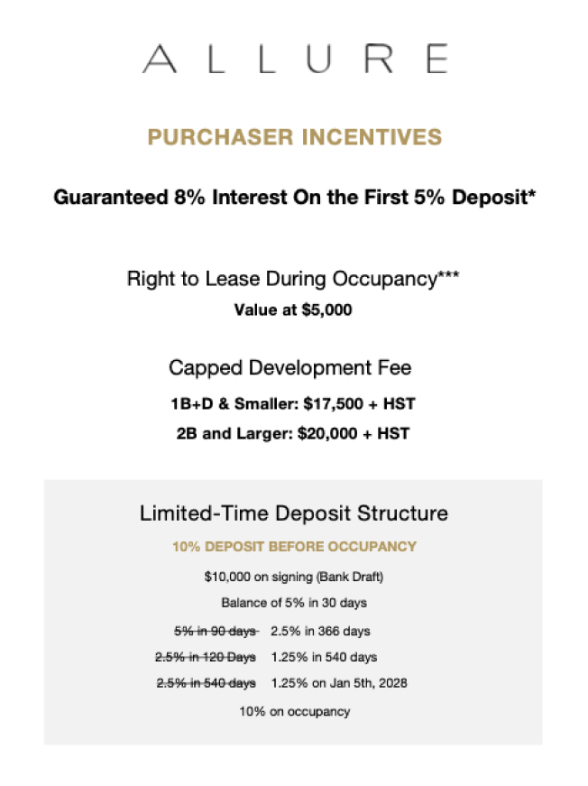 allure condos incentives
